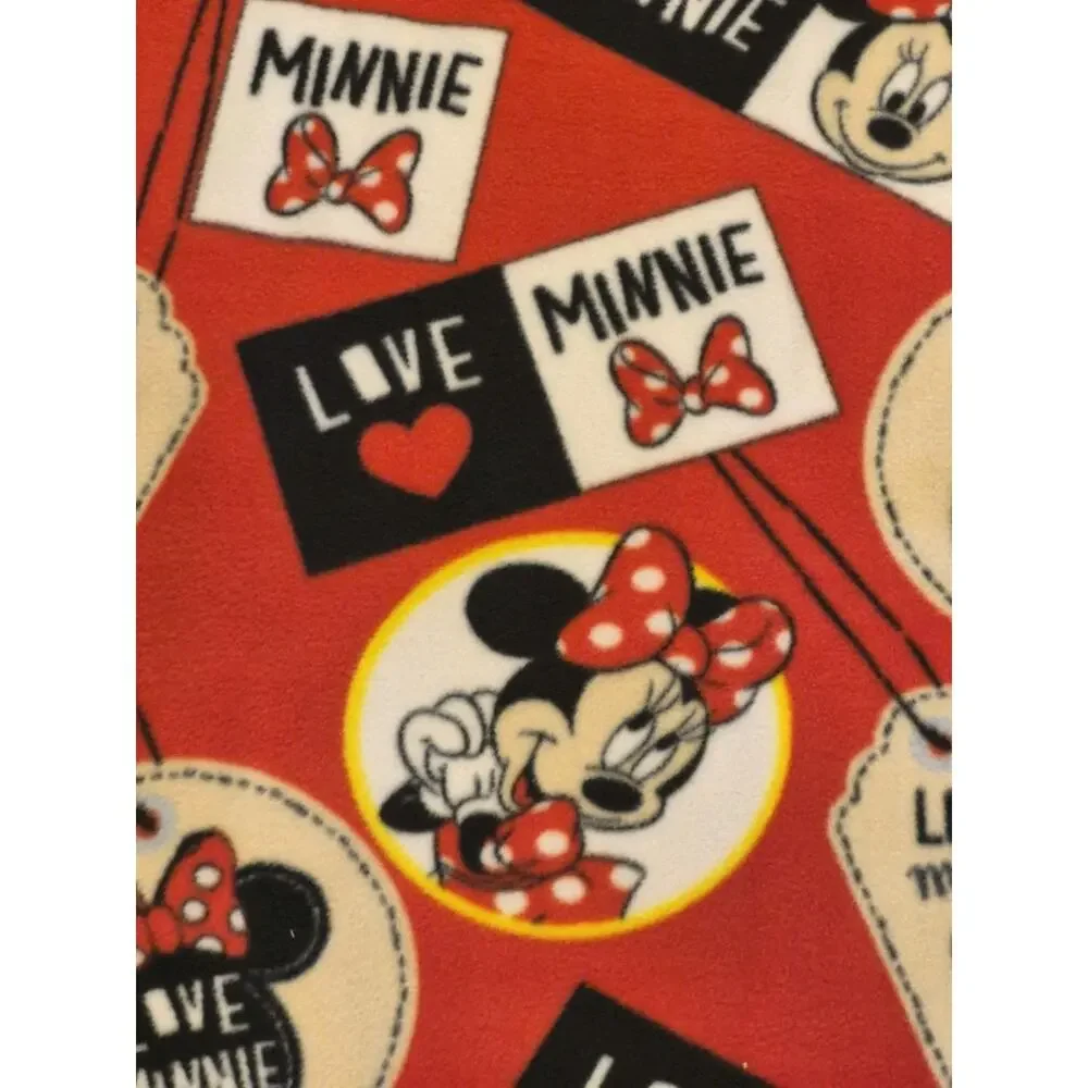 Minnie Mouse Flannel Throw Blanket Handcrafted Red Black White 60x56